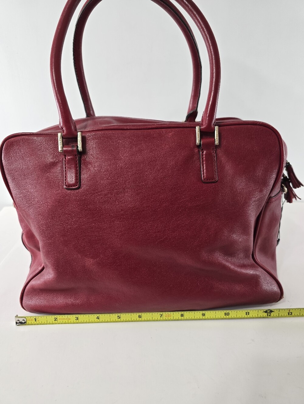 Anya Hindmarch Carker Satchel Red Leather Front Flap Pocket Handbag Bag Purse - Picture 4 of 15